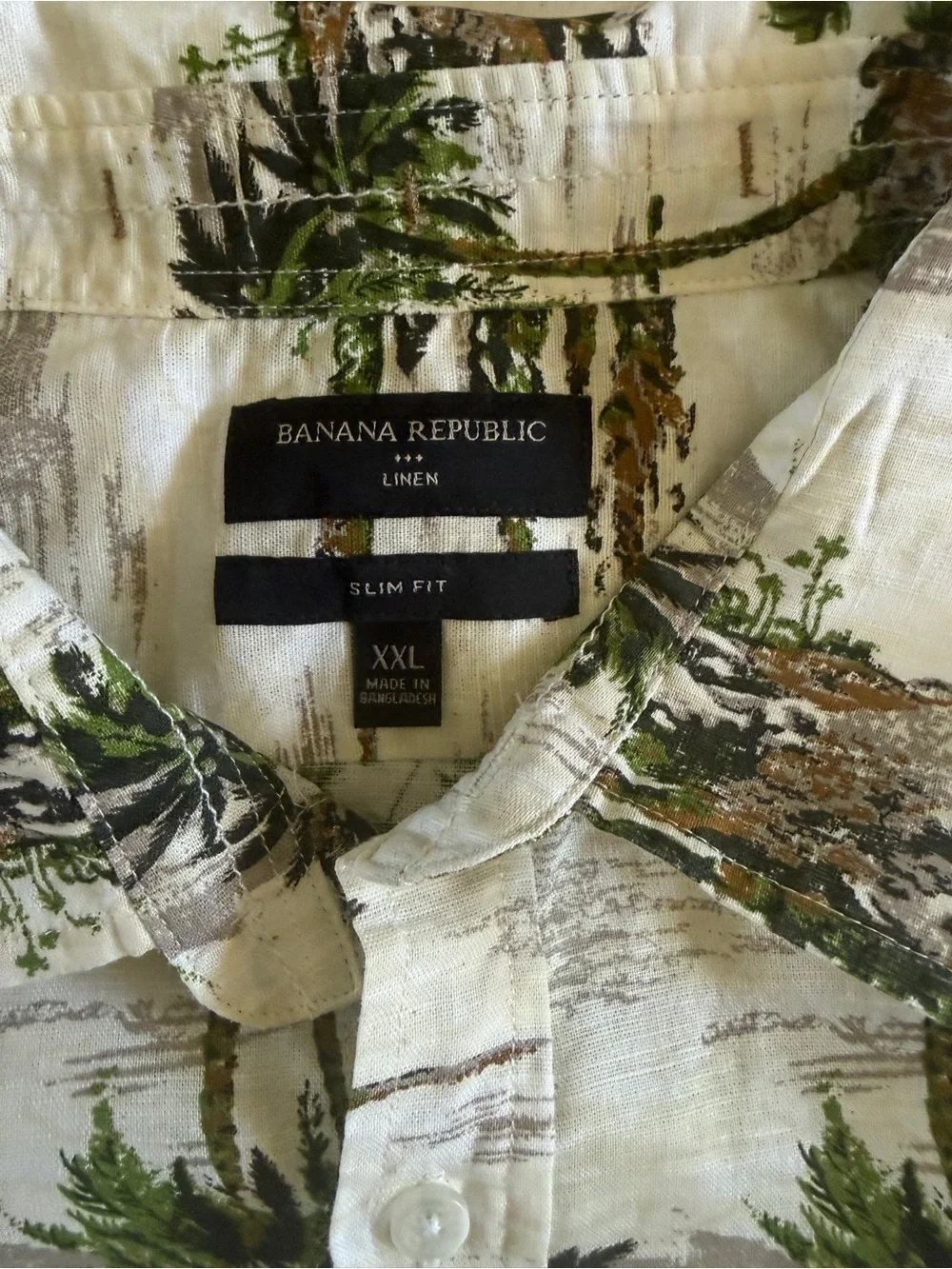 Banana Republic Linen Palm Tree Button-Up XXL